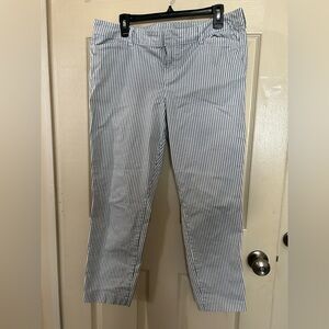 Old Navy Blue and White Striped Pixie Straight Leg Pants